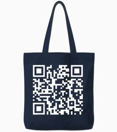 (2 Sides) Funny Qr Fck You Code Middle Finger Saying Quote Tote Bags - Navy