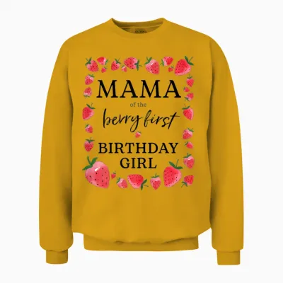 Mama Von the Berry Mädchen Zum Ersten Geburtstag Sweet One Strawberry Unisex Sweatshirt - Gold