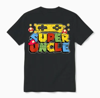 Gamer Super Uncle Funny for Uncle Unisex T-Shirt - Black