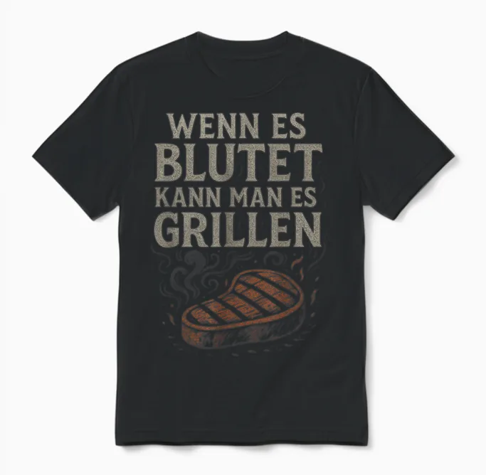 Wenn Es Blutet Kann Man Es Grillen - Barbecue Unisex T-Shirt in Black