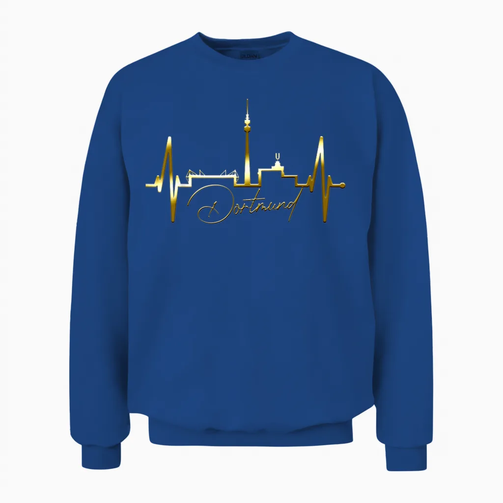 Dortmund Heartbeat Skyline Puls Ruhrpott I Love Dortmunder T-Shirt, Black Unisex Sweatshirt in Royal