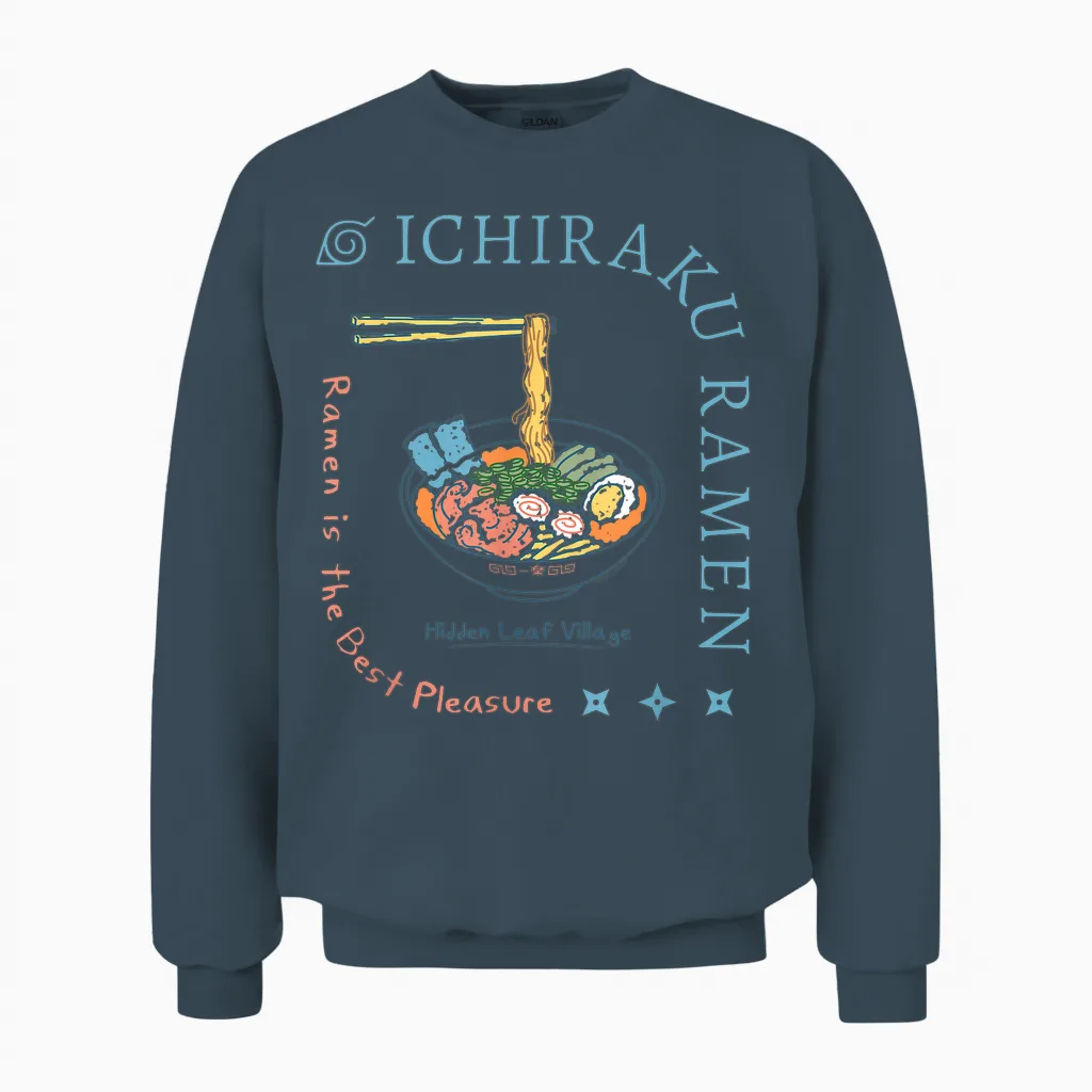 Naruto Shippuden Ichiraku Ramen Dinner Party Anime T-Shirt, Black, S Unisex Sweatshirt in Dark Heather