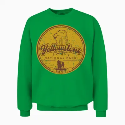 Yellowstone Us National Park Bison Buffalo Vintage Unisex Sweatshirt - Irish Green