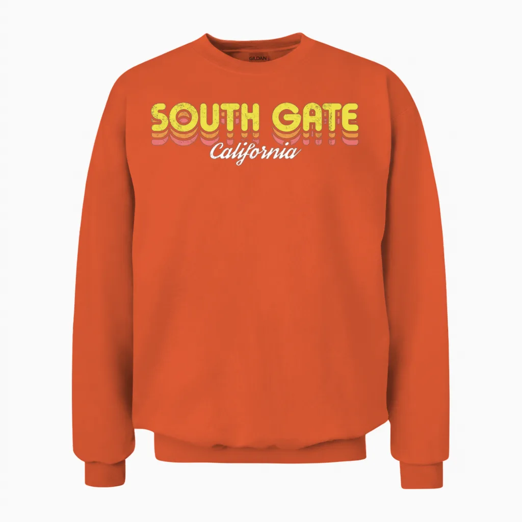 Retro South Gate California Unisex Sweatshirt in Orange