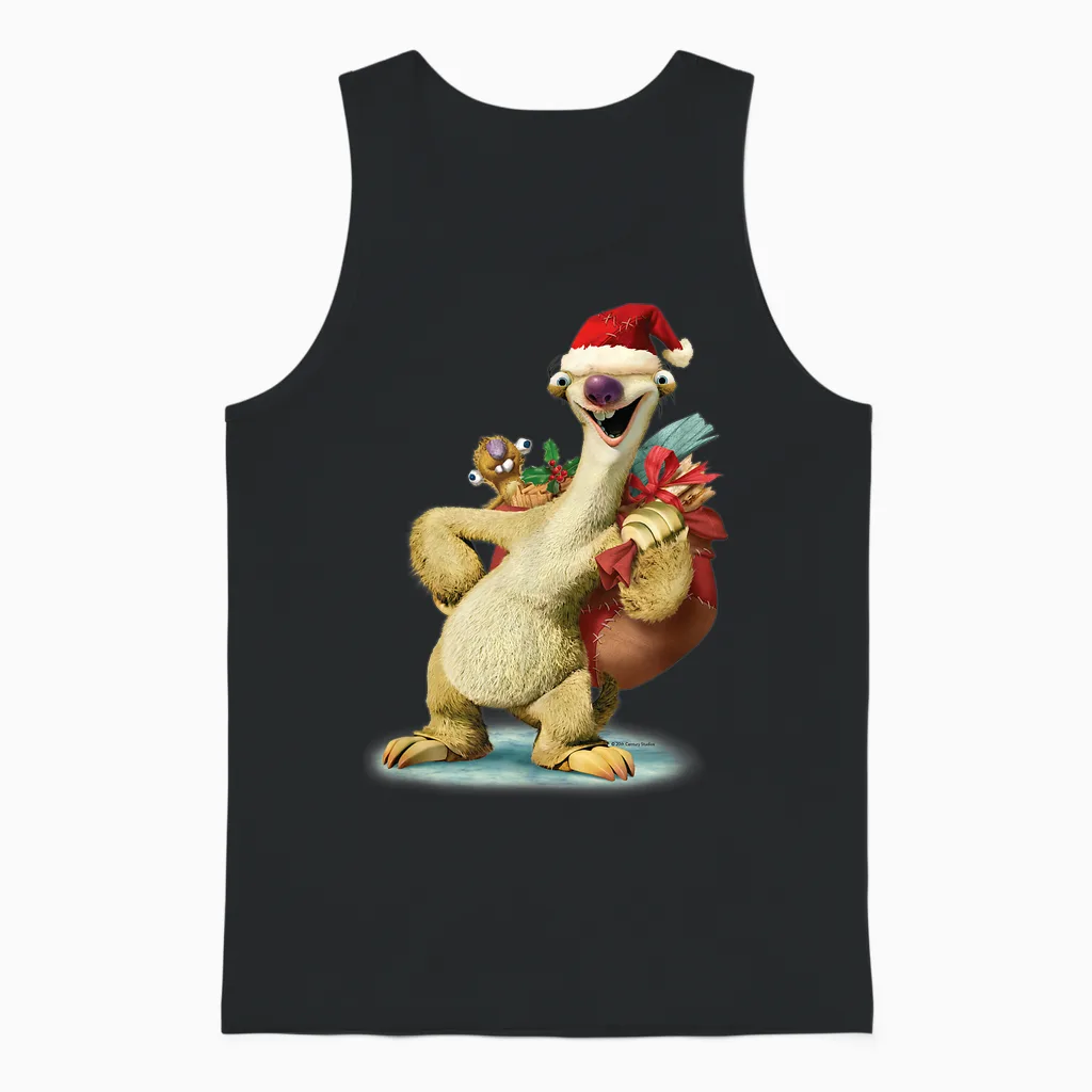Ice Age Sid Prehistoric Santa for Christmas Holiday Unisex Tank Top in Black