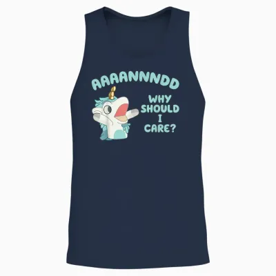 Unicorn Aaaannndd Why Should I Care Unisex Tank Top - Navy