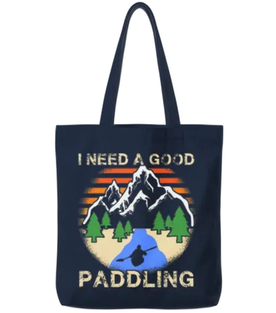 Kayaking Kayak Funny Tote Bags - Navy