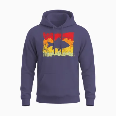 Fish Retro Unisex Hoodie - Heather Sport Dark Navy
