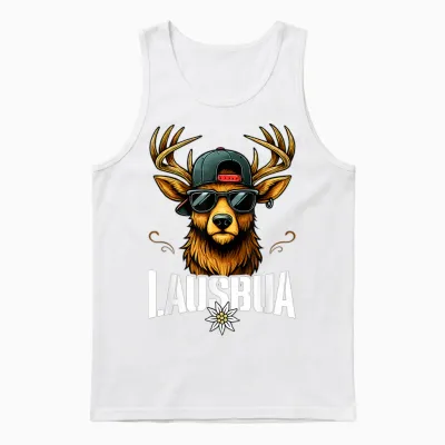 Lausbua Deer Oktoberfest Costume Shirt Leather Trousers Children's Unisex Tank Top - White