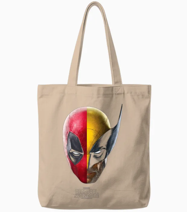 Marvel Deadpool & Wolverine Portrait T-Shirt, Black, S Tote Bags in Natural