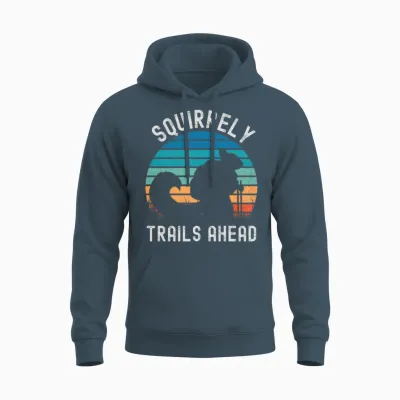 Squirrely Trails Ahead Squirrel Hiking Unisex Hoodie - Dark Heather