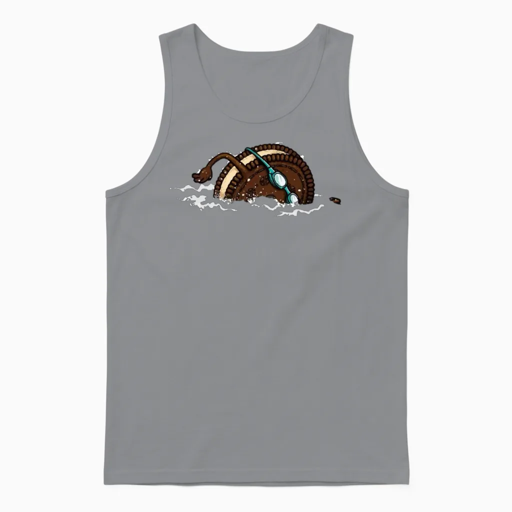 Funny Swimming Oreo Unisex Tank Top in Sport Grey