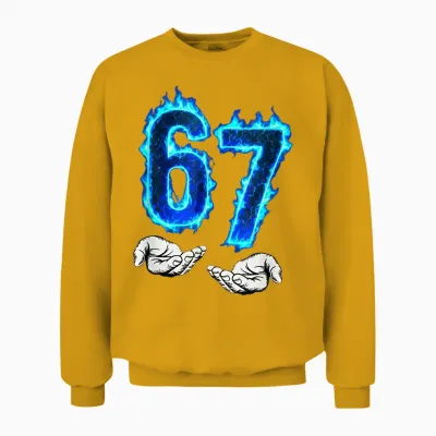 6 7 Meme Six Seven 67 Hands Meme Funny Men Girls Boys Unisex Sweatshirt - Gold