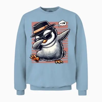Penguin Dab Dabbing Funny Funny Penguin Theme T-Shirt, Black, S Unisex Sweatshirt - Light Blue