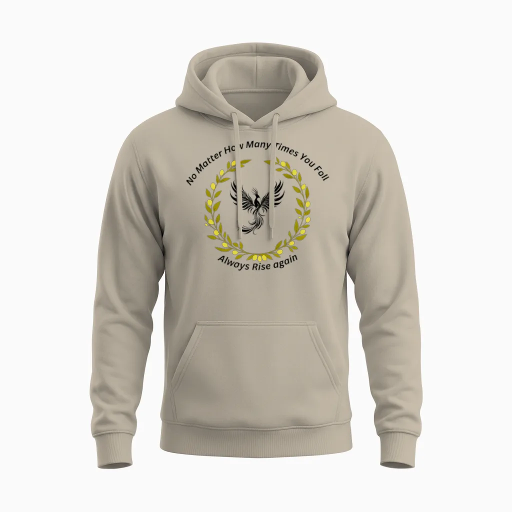 Phoenix Laurel Wreath β Motivational Rise Again Qu Unisex Hoodie in Sand