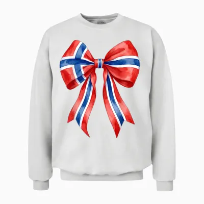 Norway Flag Coquette Bow Cute Norwegian Girl Unisex Sweatshirt - White