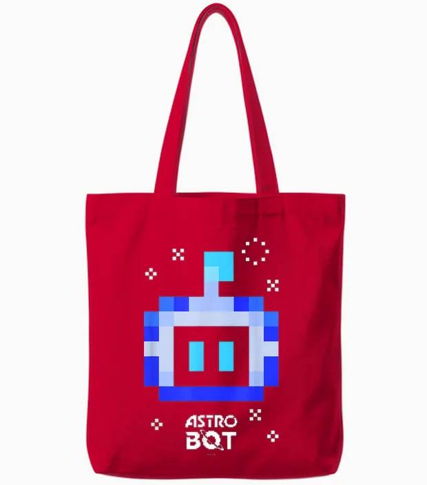 Astro Bot Rescue Mission Astro Bot Portrait Video Game Tote Bags in Red