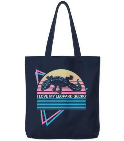 Leopard Gecko Retro Tote Bags - Navy