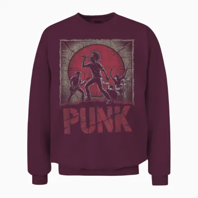 Punk Rock Band with Mohawk Singer and Raw Energy Unisex Sweatshirt - Maroon