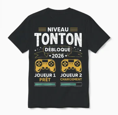 Tonton Gamer Unlocked in 2026 - Pregnancy Announcement 1st Unisex T-Shirt - Black
