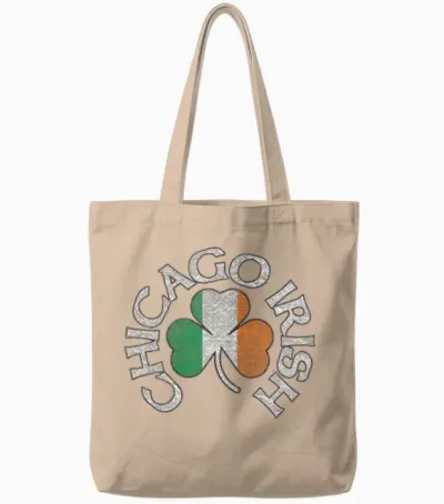 Chicago Irish Shamrock Apparel Tote Bags - Natural