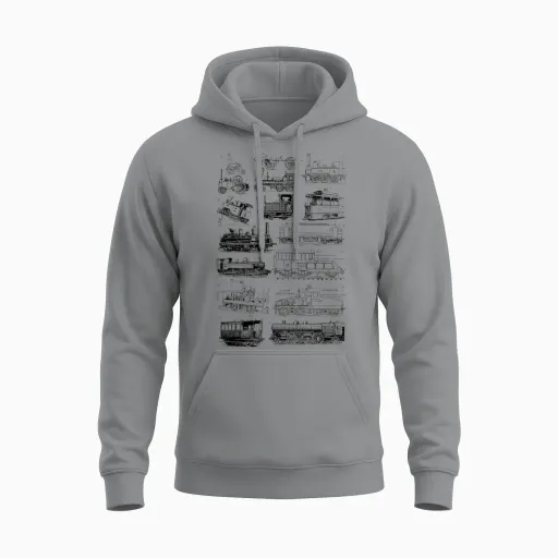 Steam Train Steam Locomotives T-Shirt, Grey Unisex Hoodie - Sport Grey