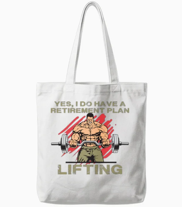 Retirement Plan Lifting Tshirt Old Man Gym Tote Bags in White
