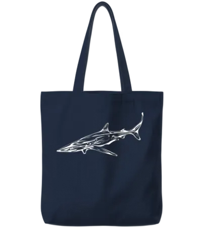 Elegant Vintage Deep Sea Shark Tote Bags - Navy