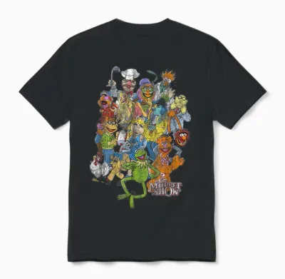 Disney the Muppets Main Characters Distressed Group Shot Unisex T-Shirt - Black