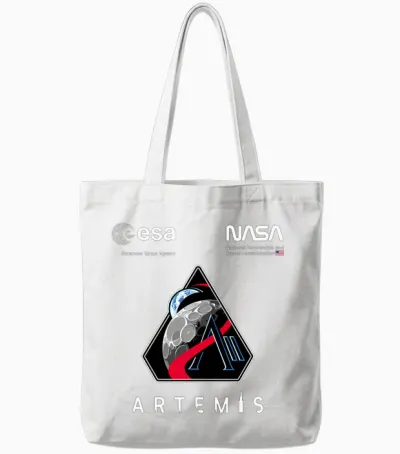 Nasa Artemis Ii Mission Patch Worm Und Esa Logo Langarmshirt Tote Bags - White