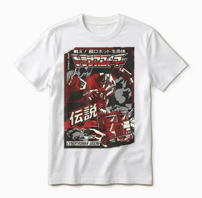 Transformers Optimus Prime Japanese Comic Cover Cybertronian Unisex T-Shirt - White