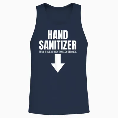 Hand Sanitizer Pump & Rub Humor Adult Humor Rude T-Shirt, Black, S Unisex Tank Top - Navy