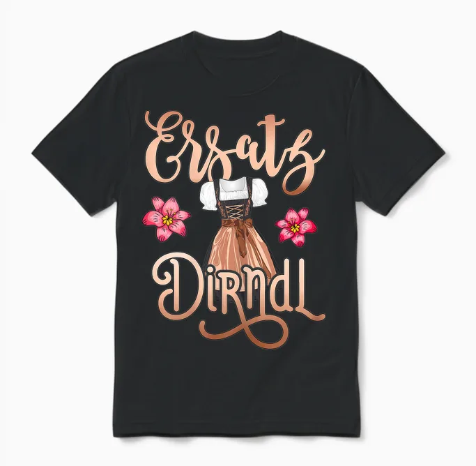 Trachtenshirt Damen Ersatz Dirndl Shirt Frauen Trachten T-Shirt, Schwarz, Kurzarm Unisex T-Shirt in Black