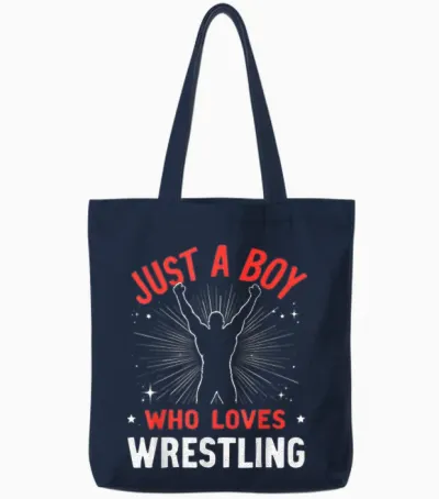 Just a Boy Who Loves Wrestling, Boys & Kids, Wrestler Boy Tote Bags - Navy