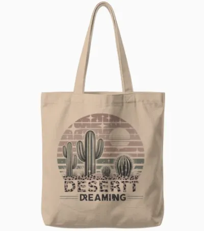 Retro Desert Tote Bags - Natural