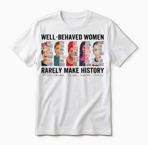 Well Behaved Women Rarely Make History Feminist Unisex T-Shirt in White