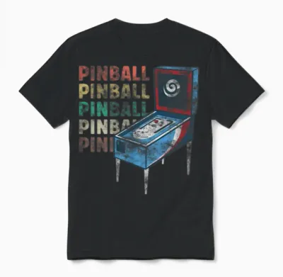 Retro Pinball Machine Unisex T-Shirt - Black