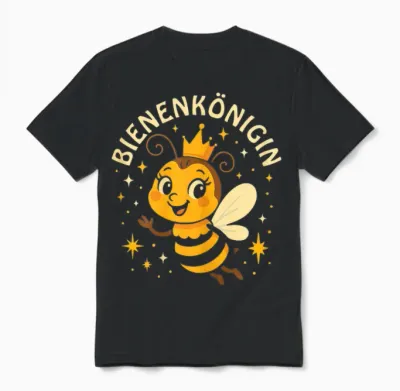 Bienenkönigin Süße Biene Mit Krone Kawaii Natur Motiv Unisex T-Shirt - Black