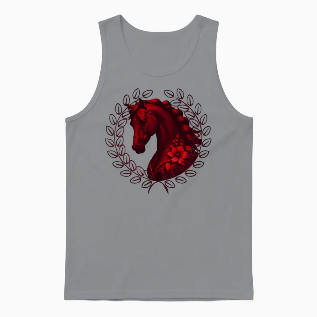 Vintage Horse Lovers Gift Unisex Tank Top in Sport Grey