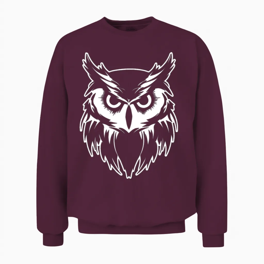 Owl Bird Birds - Lovers Unisex Sweatshirt in Maroon