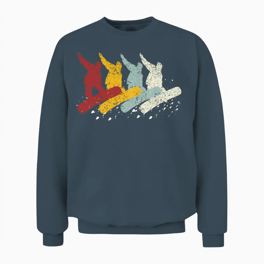 Vintage Snowboarding Retro Snowboard Unisex Sweatshirt - Dark Heather