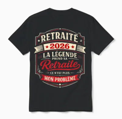 Retraité 2026 Homme Depart Retraite Humouristique Unisex T-Shirt - Black