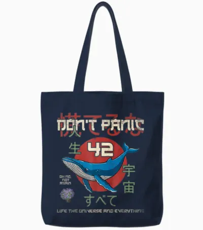 Japanisches Kunstleben Das Universum Und Alles Don't Panic 42 Tote Bags - Navy