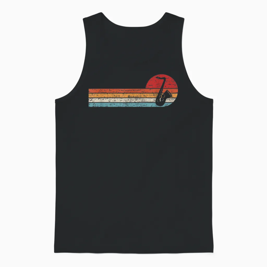 Saxophonist Jazz Musik Musiker Retro Saxophon Unisex Tank Top in Black