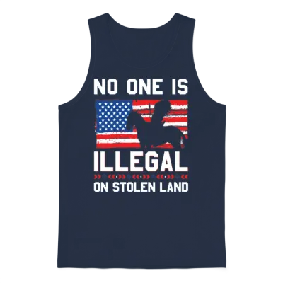 No One Is Illegal on Stolen Land Native Americans Unisex Tank Top - Navy