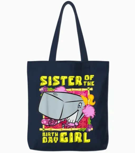 Mademark X Spongebob Squarepants - Spongebob Pearl Sister of the Birthday Girl Birthday Gift Tote Bags - Navy