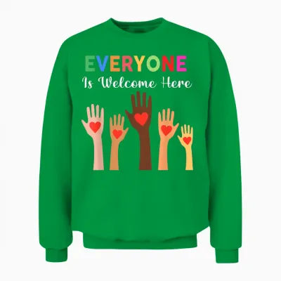 Everyone Is Welcome Here Idaho Teacher Unisex Sweatshirt - Irish Green