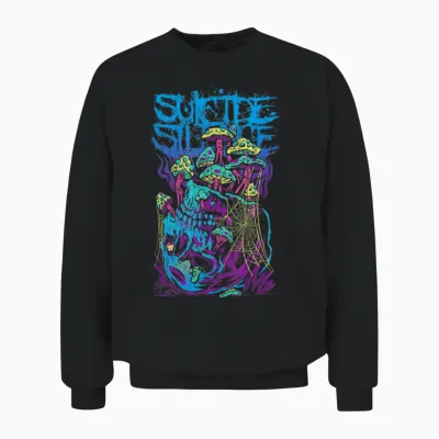 Suicide Silence - Offizielles Merchandise - Pilz T-Shirt Schwarz Unisex Erwachsene Klein Eu S Crew-Ausschnitt Kurzarm Klassisch Pull-On Polyester 100% Imported Unisex Sweatshirt - Black