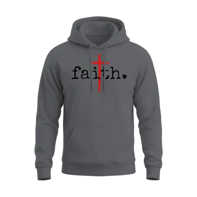 Faith Christian Cross Design Unisex Hoodie - Charcoal