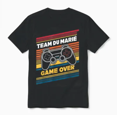Team of the Groom Game Over Husband Geek Humour T-Shirt, Black, S Unisex T-Shirt - Black